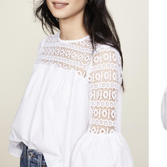 Endless Rose Bell Sleeve Lace Poplin Blouse (Women Size Medium) - Picture 4 of 8